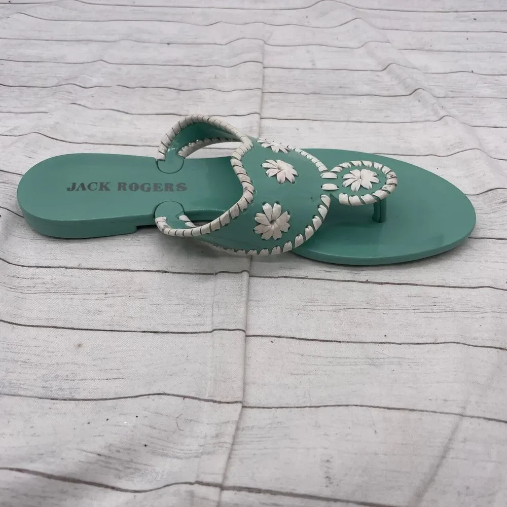 Jack Rogers Womens Mint Green (blueish)  White Sandals Size US 6 Hard Plastic - Picture 3 of 10